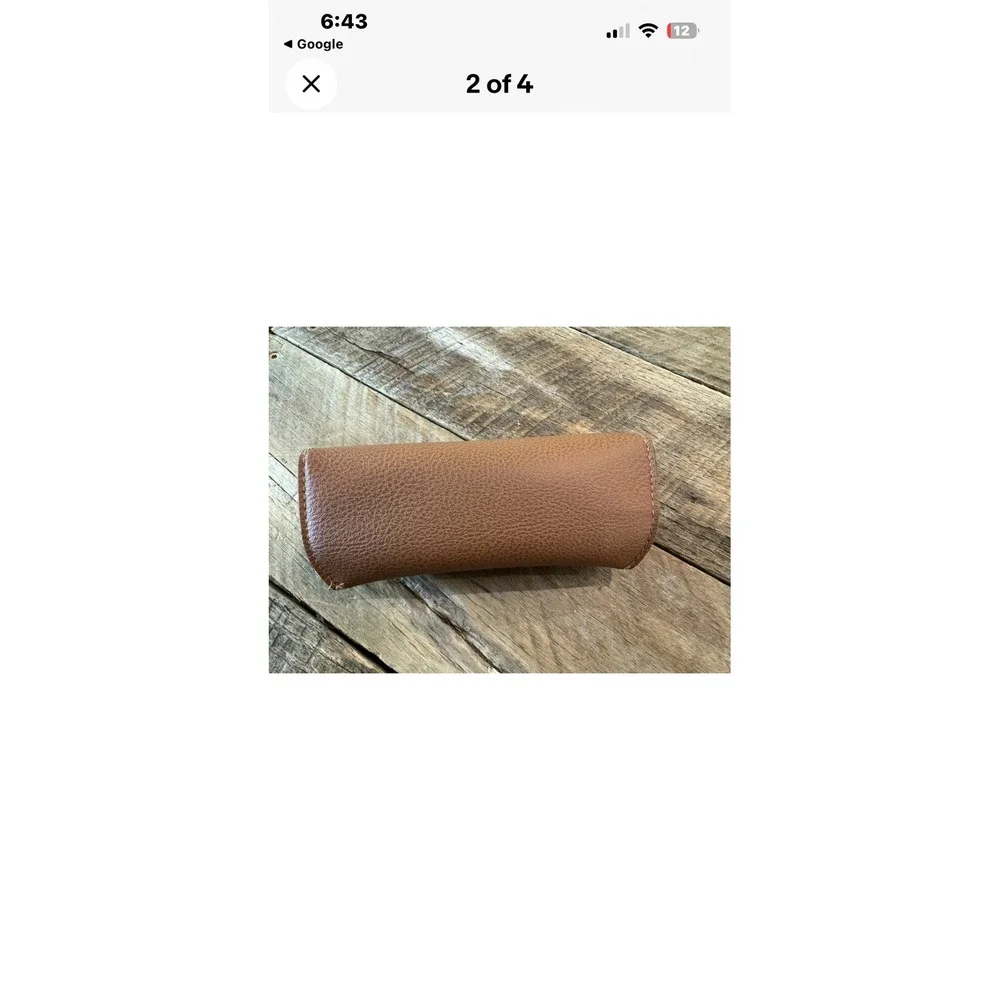 Ray-Ban Tan Textured Faux Leather Sunglasses‎ Case with Snap Closure Brown